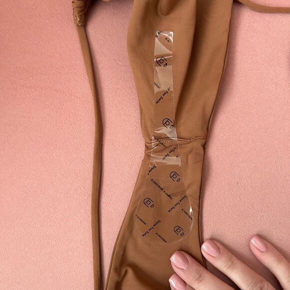 Stone Fox Swim River Rawhide Solid Color Brown Cheeky Bikini Bottom Size Small - Picture 8 of 9